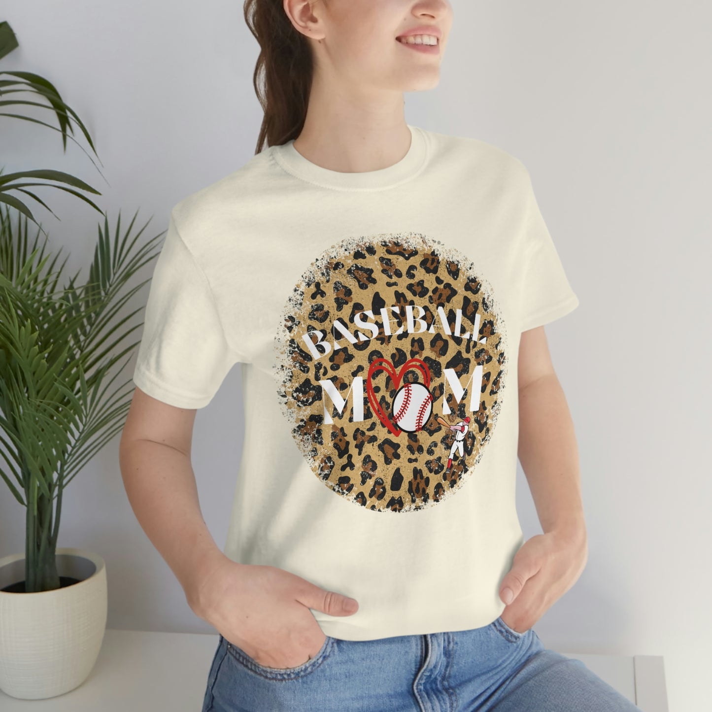 Leopard Print Baseball Mom Short Sleeve Tee