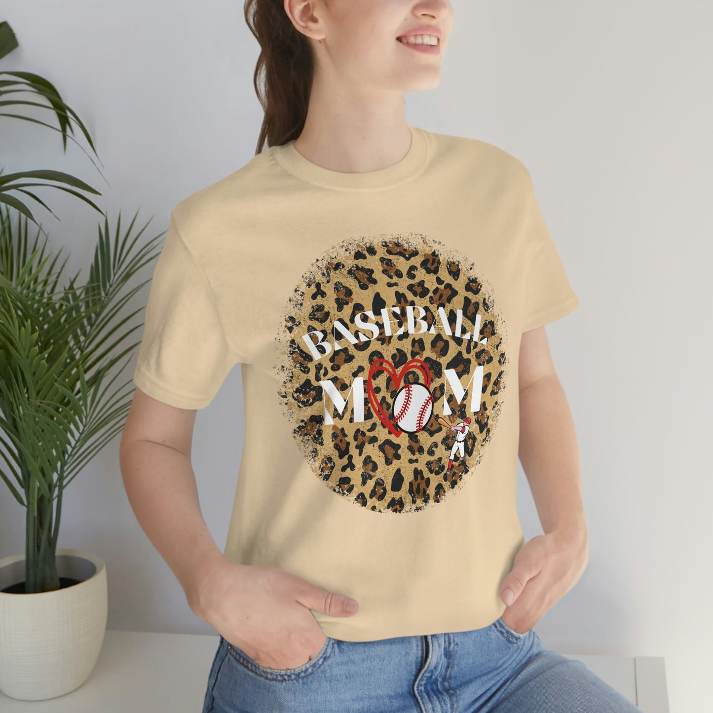 Leopard Print Baseball Mom Short Sleeve Tee