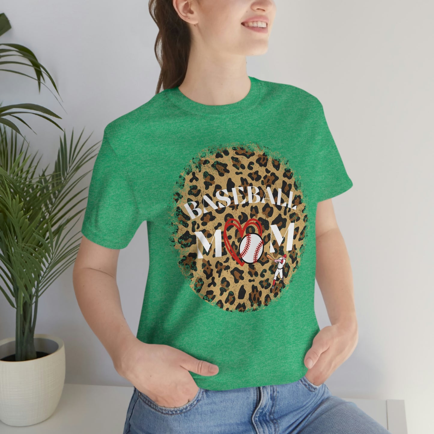 Leopard Print Baseball Mom Short Sleeve Tee