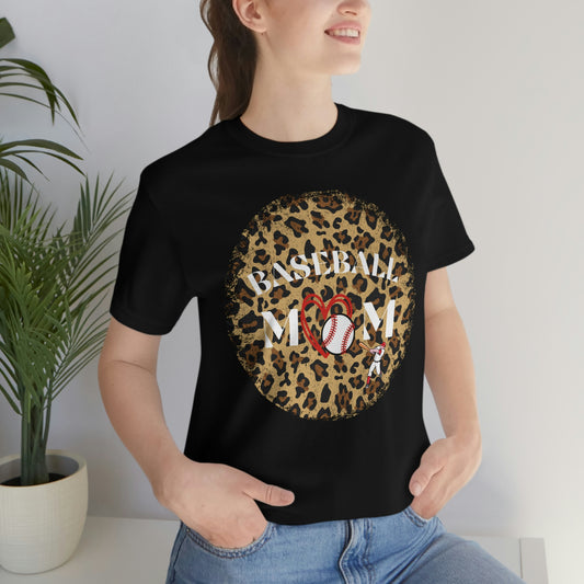 Leopard Print Baseball Mom Short Sleeve Tee