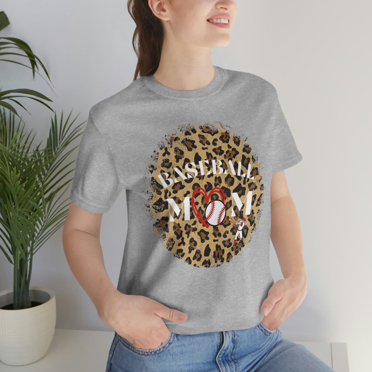 Leopard Print Baseball Mom Short Sleeve Tee