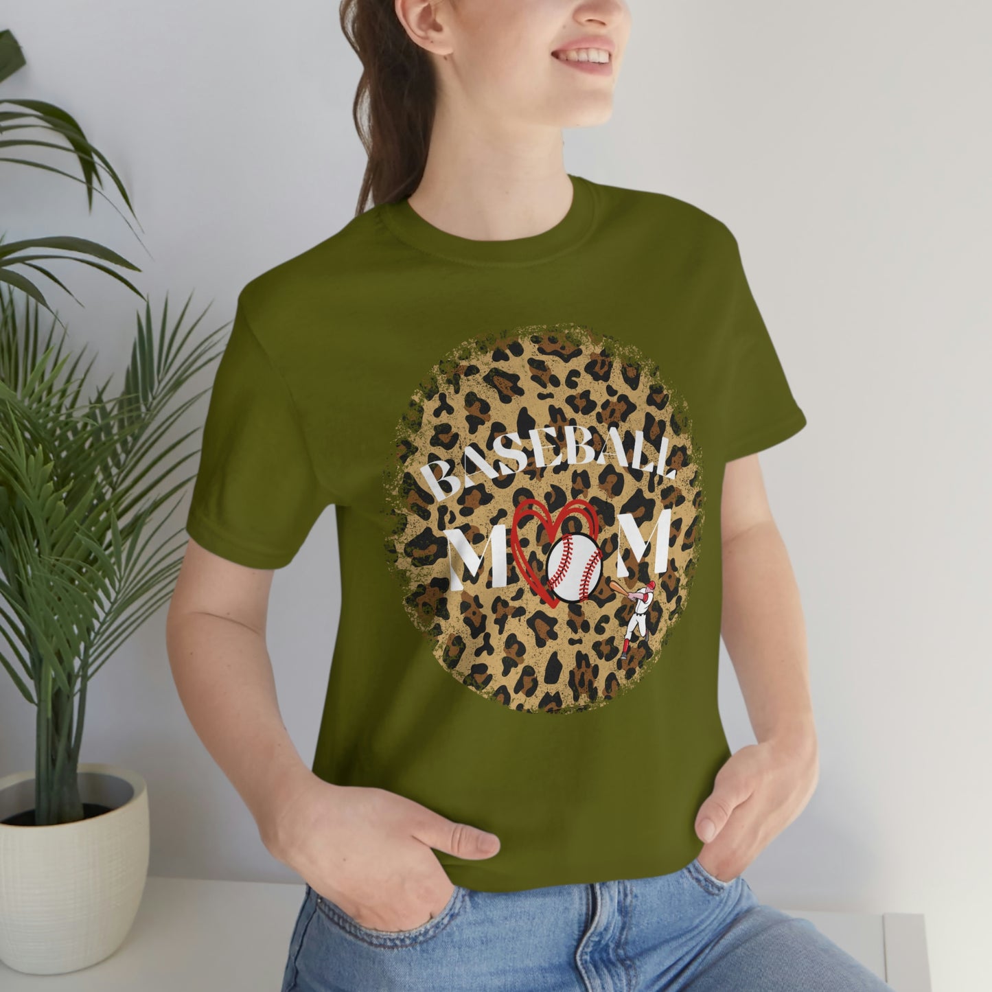 Leopard Print Baseball Mom Short Sleeve Tee