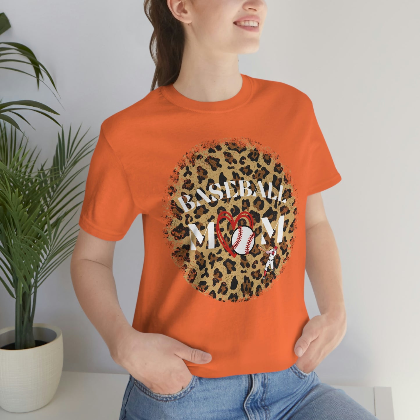 Leopard Print Baseball Mom Short Sleeve Tee