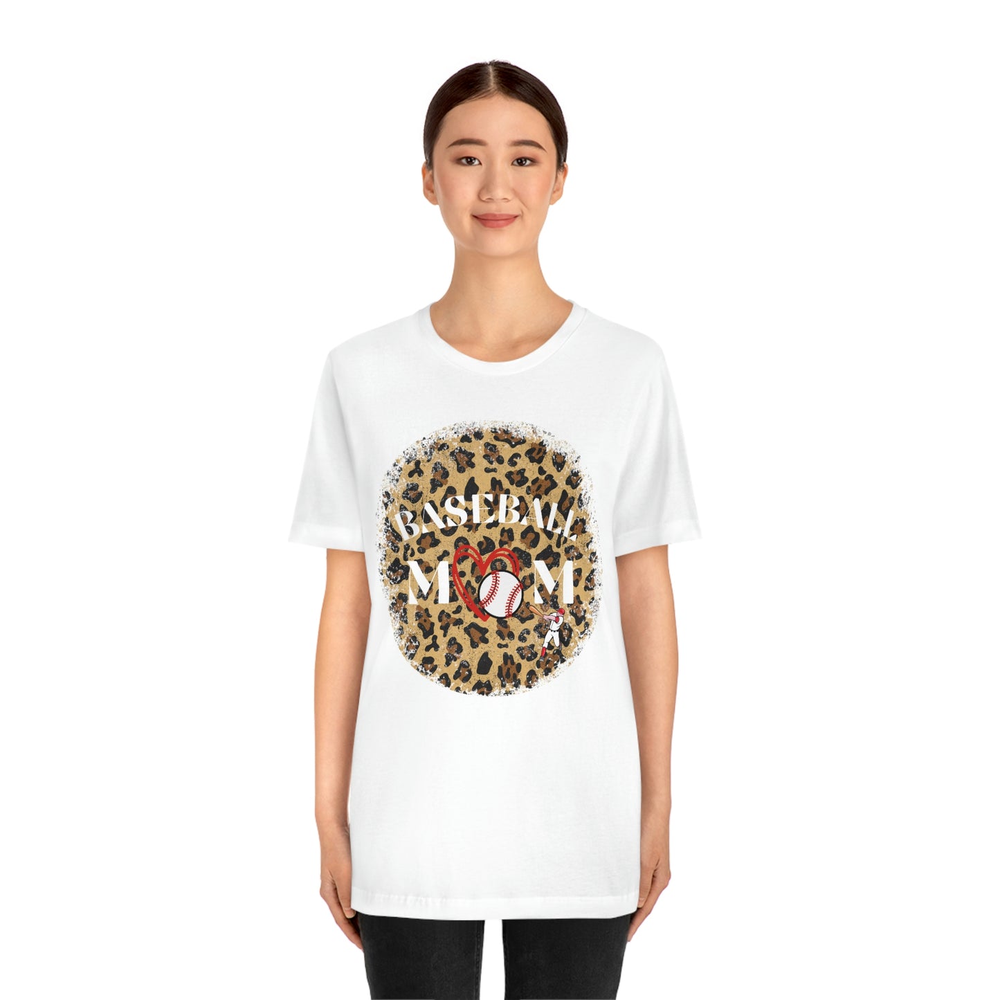 Leopard Print Baseball Mom Short Sleeve Tee