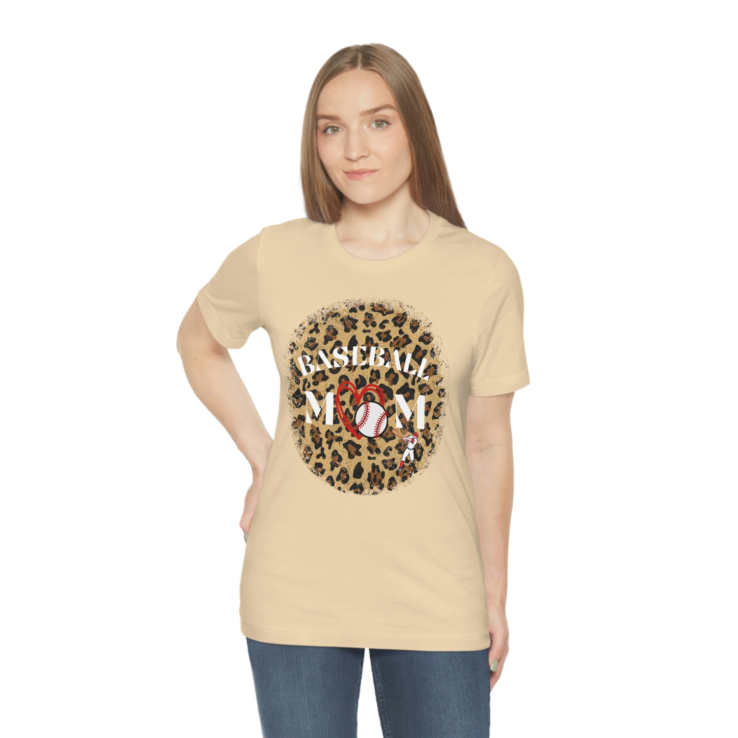 Leopard Print Baseball Mom Short Sleeve Tee