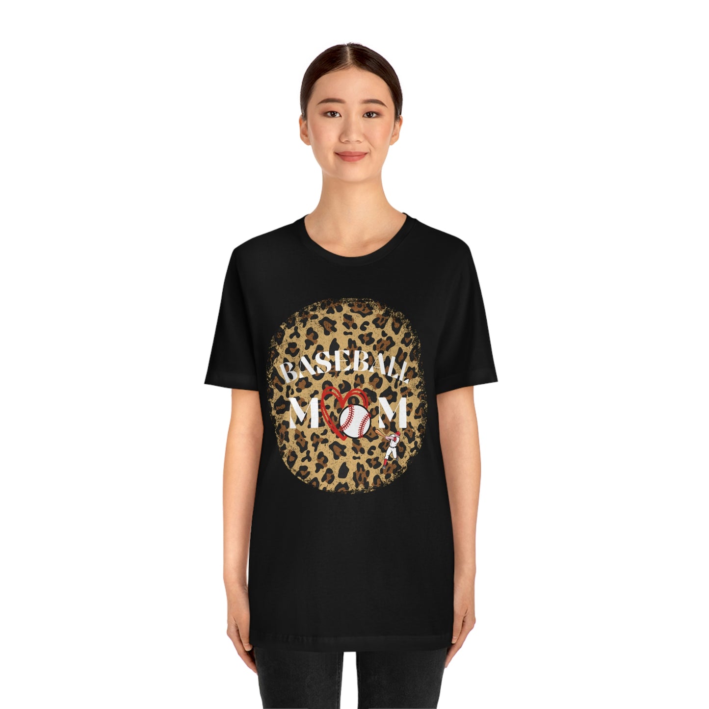 Leopard Print Baseball Mom Short Sleeve Tee