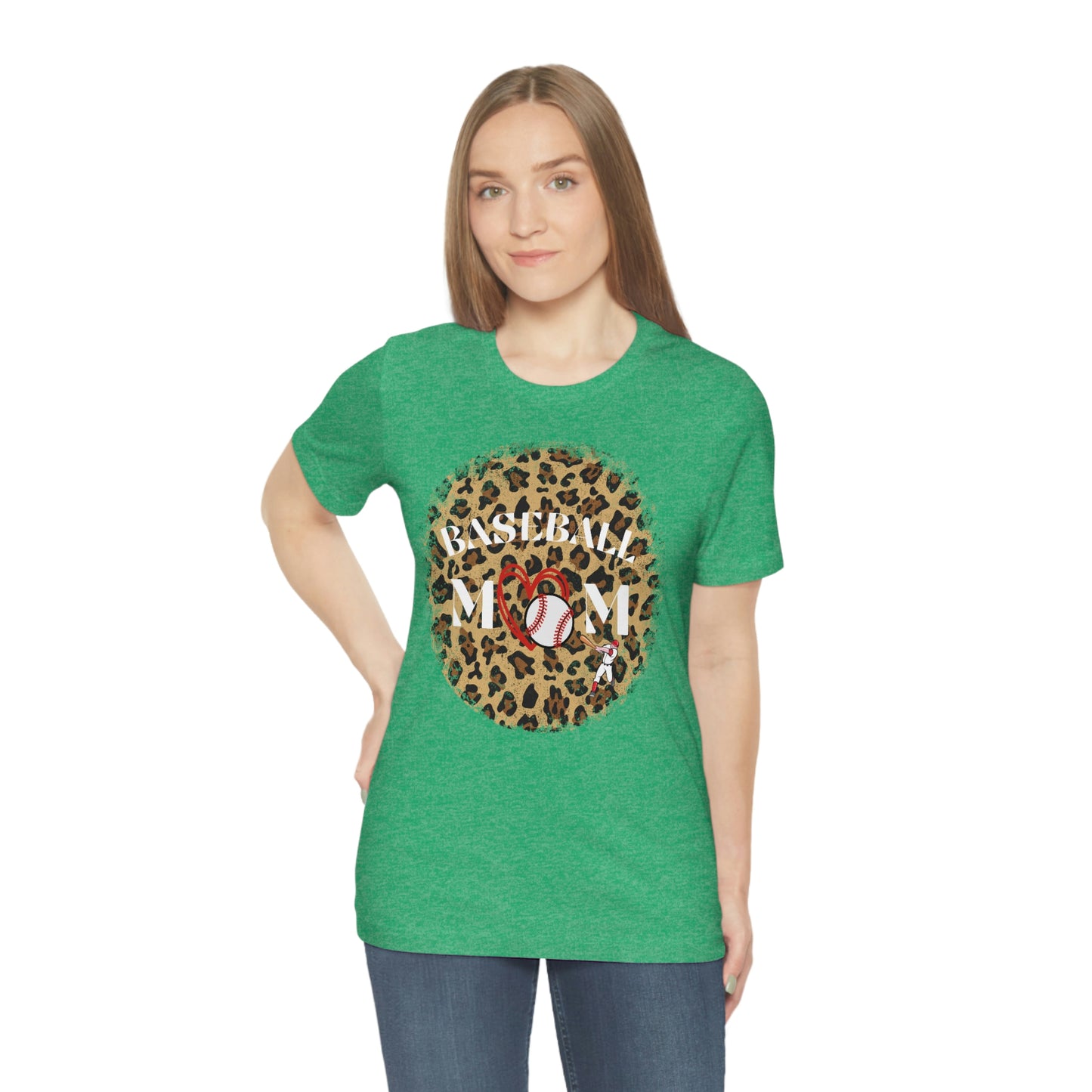 Leopard Print Baseball Mom Short Sleeve Tee